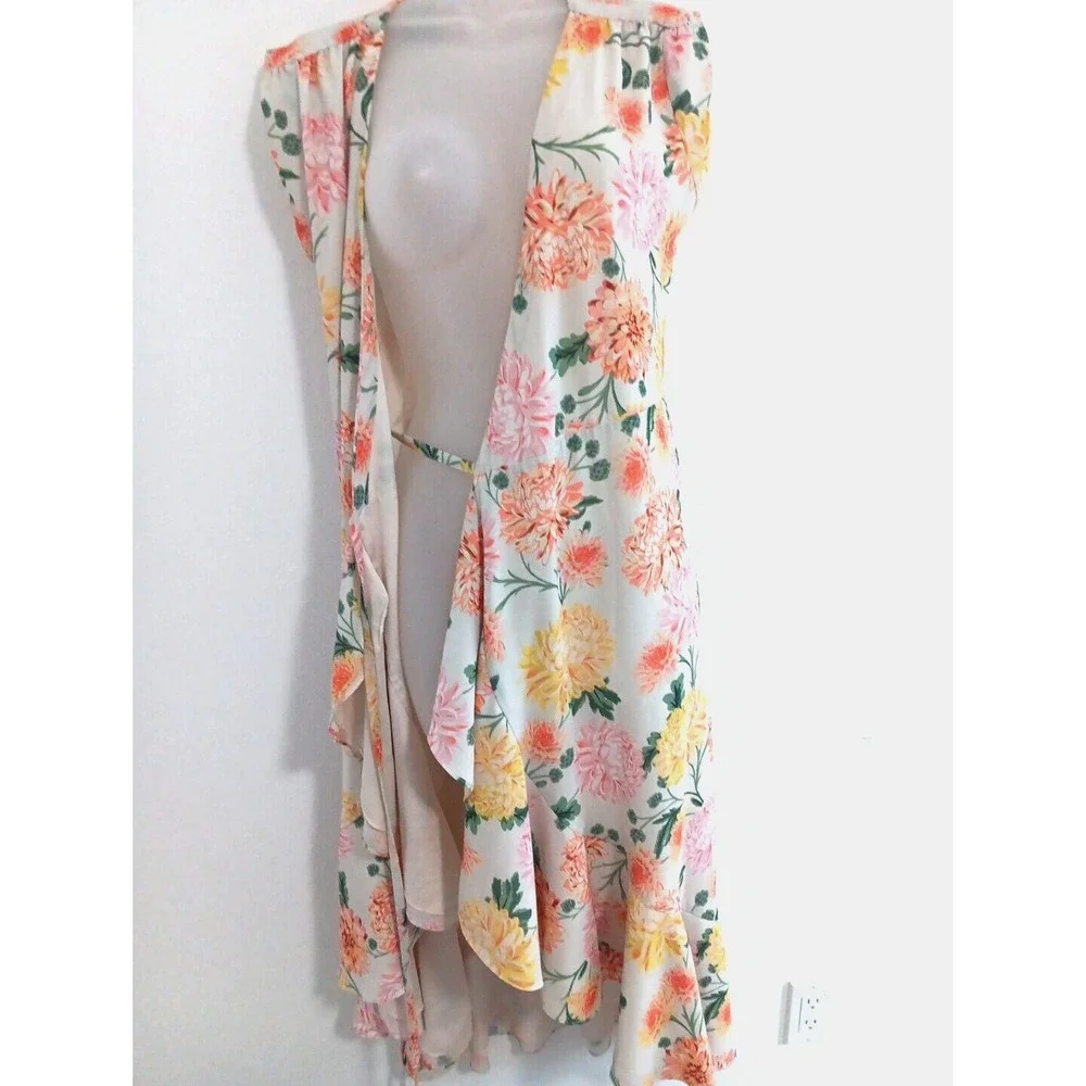 Yumi Kim True Wrap Dress XS High Low‎ Ruffle Midi Romantic Bridal Shower Girly - Picture 6 of 11